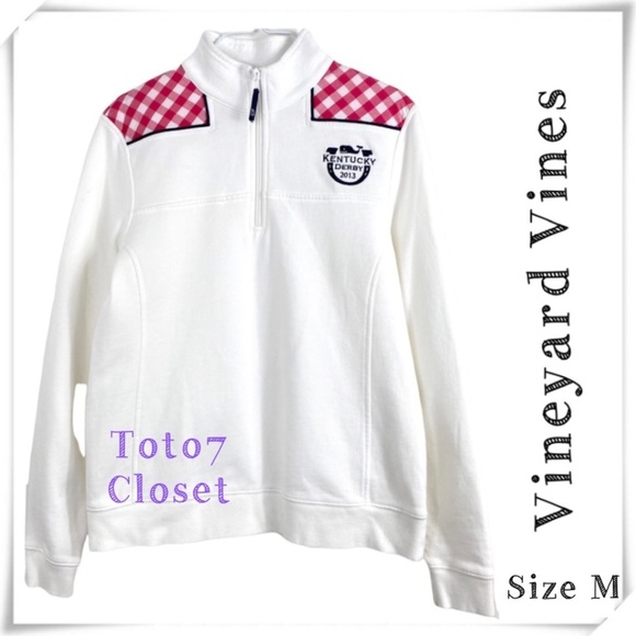 VINEYARD Vines 1/4 Zip Gingham Shoulders Seersucker Shoulder Shep Shirt in White - Picture 1 of 7
